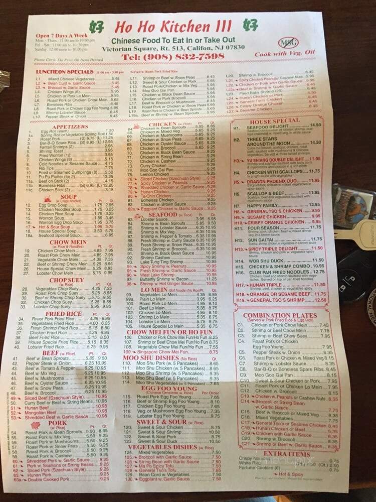Ho Ho Kitchen - Califon, NJ menu_pic