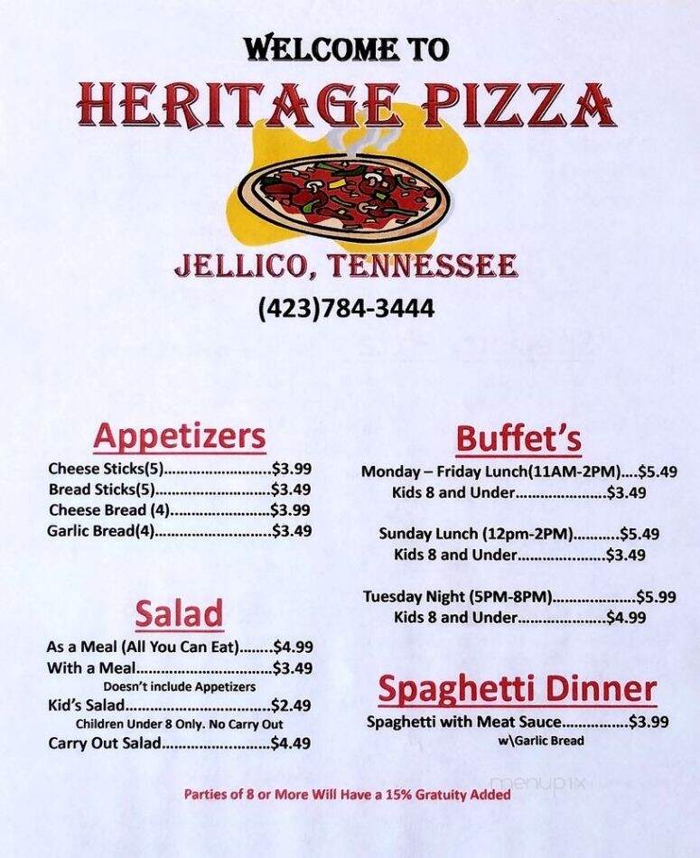 Heritage Pizza - Jellico, TN menu_pic