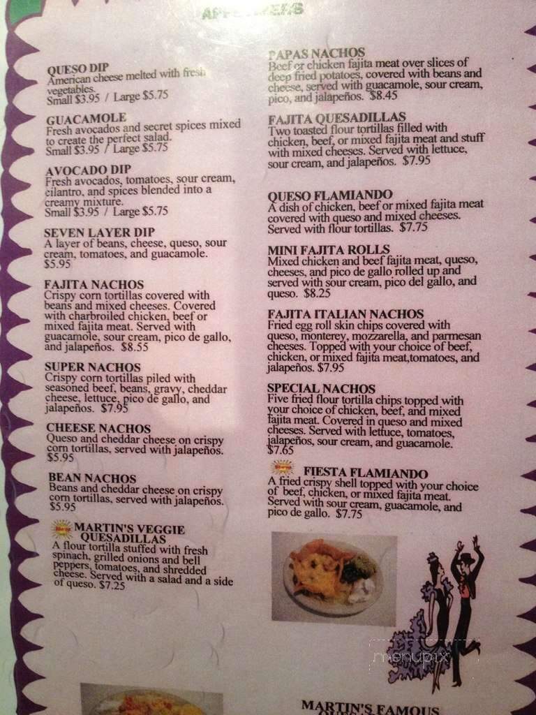 Martin's Mexican Restaurant - Jasper, TX menu_pic