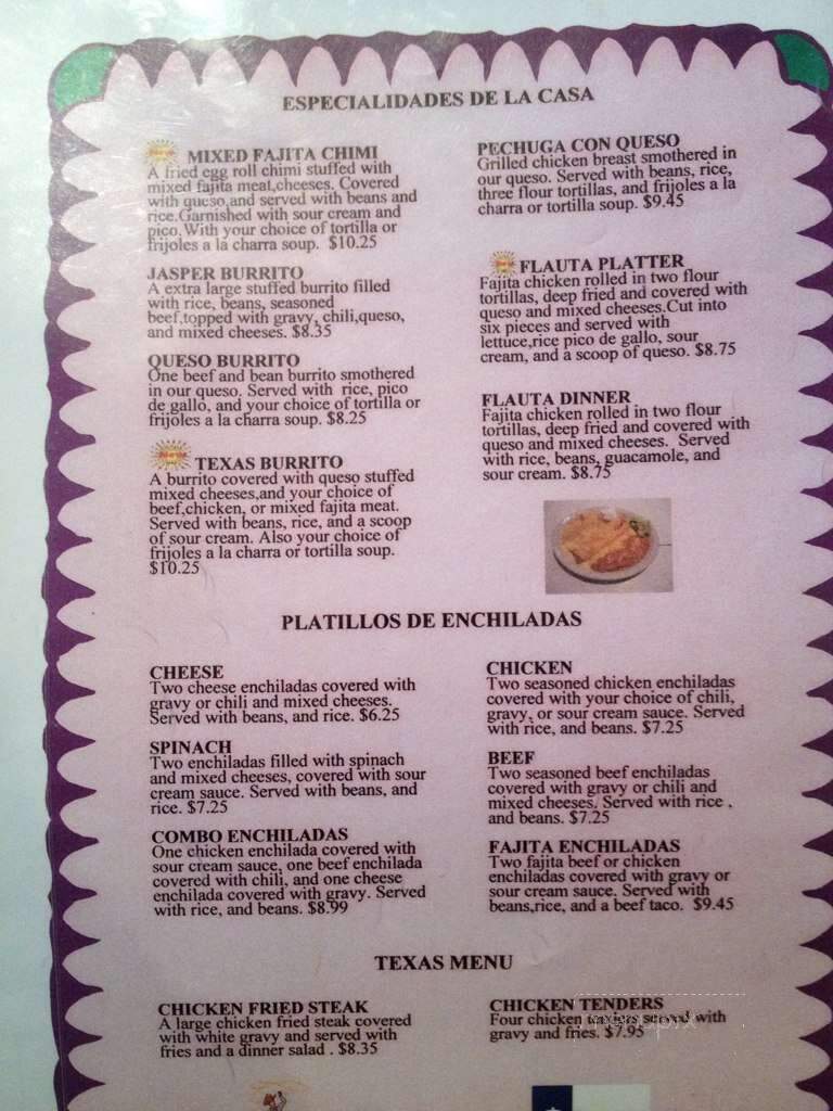Martin's Mexican Restaurant - Jasper, TX menu_pic