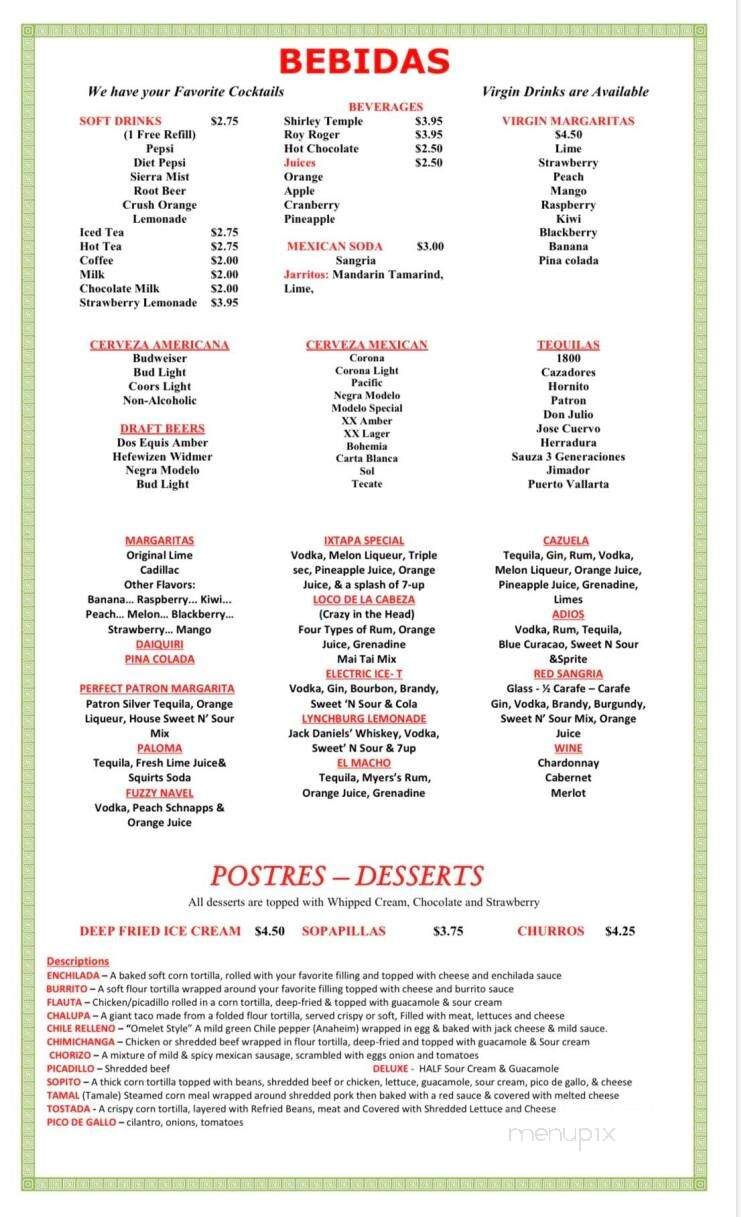 Manzanillo - Sherwood, OR menu_pic