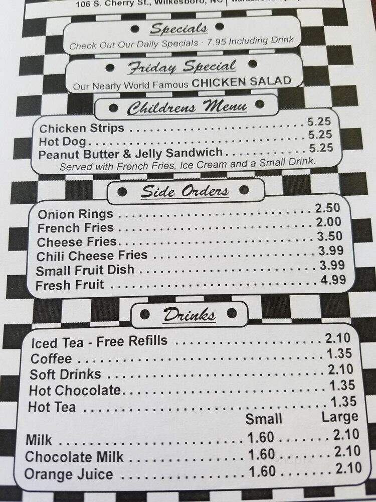 50's Snack Bar - Wilkesboro, NC menu_pic