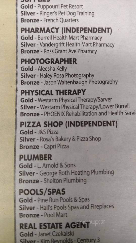Rosa's Bakery & Pizza Shop - New Kensington, PA menu_pic