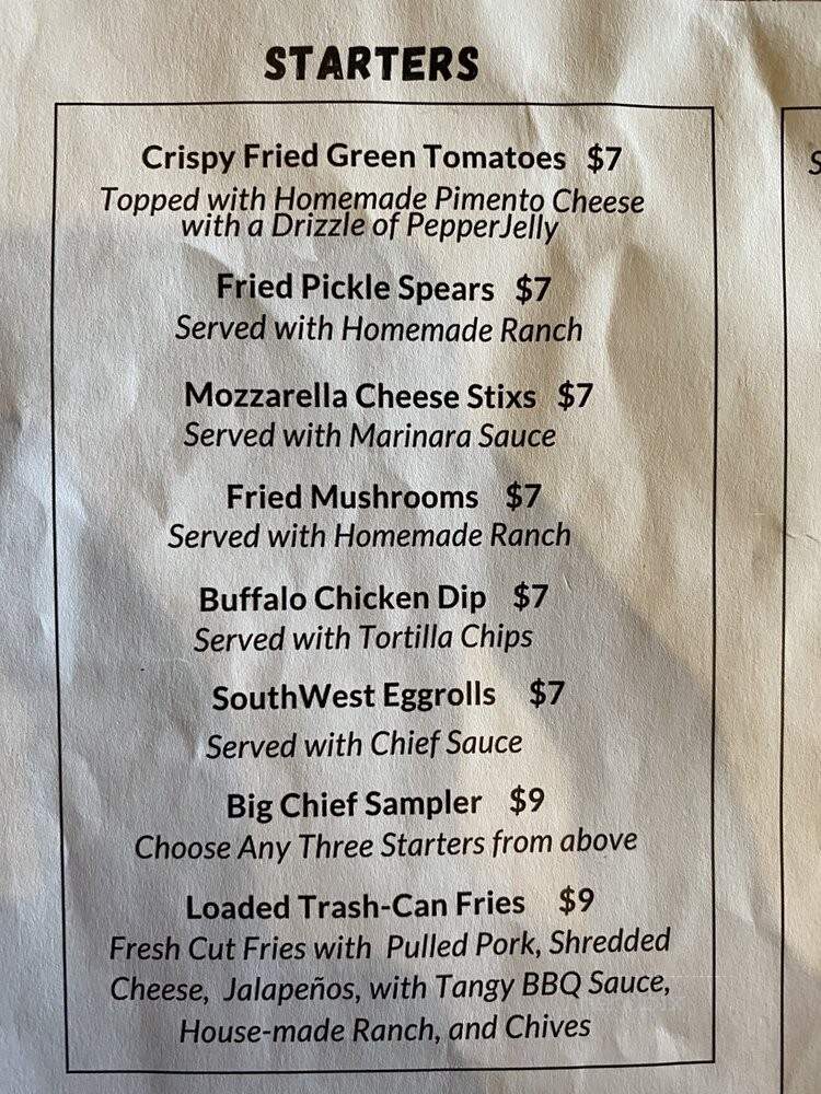 The Downtown Chief - Gadsden, AL menu_pic