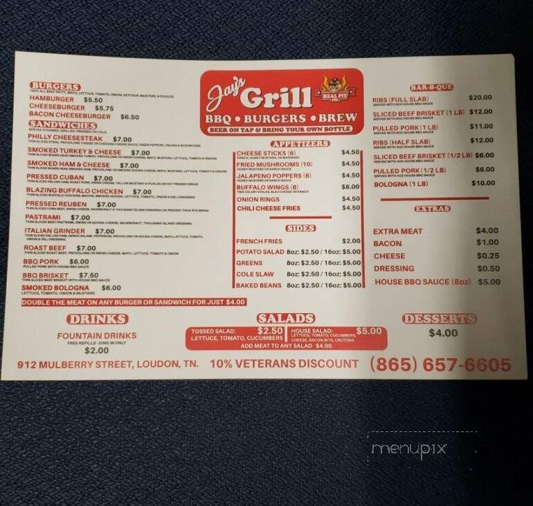 Jay Grill - Loudon, TN menu_pic
