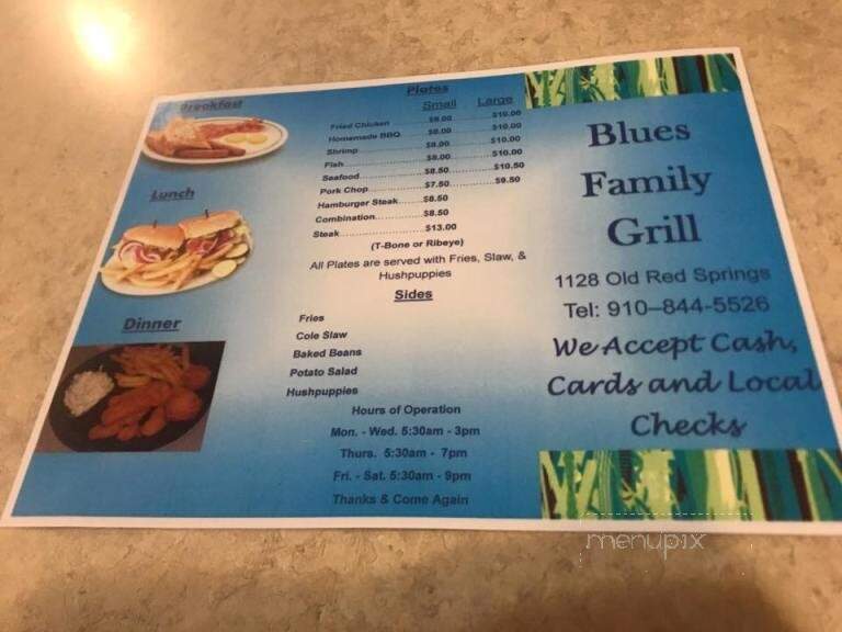 Blue's Cafe - Maxton, NC menu_pic
