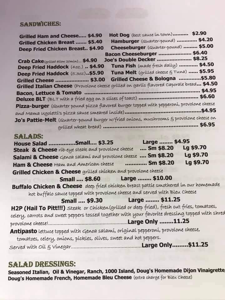 Joe's Viaduct Restaurant - Cumberland, MD menu_pic