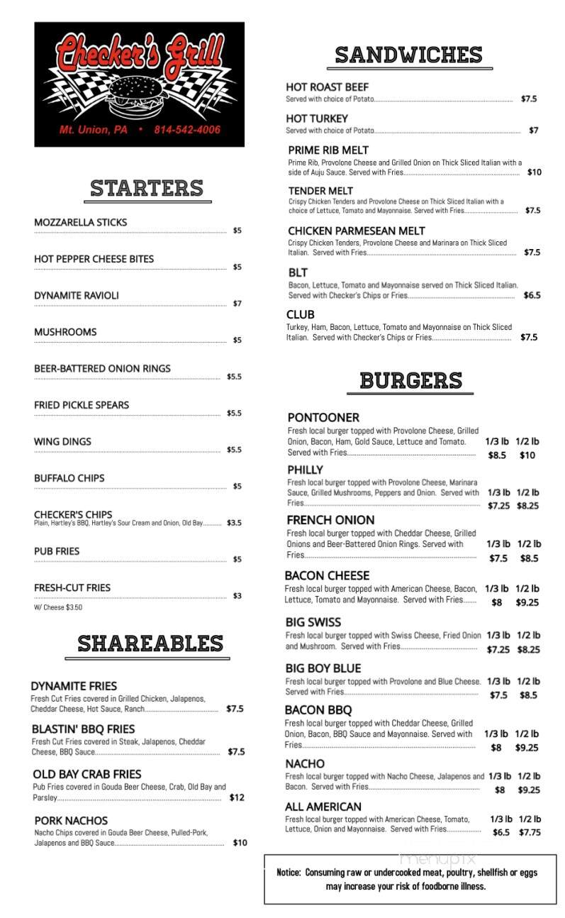 Checkers Grill - Mount Union, PA menu_pic