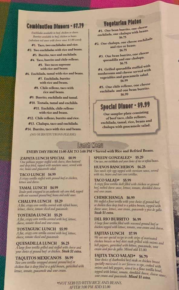 Marcelas Mexican Restaurant - Rison, AR menu_pic