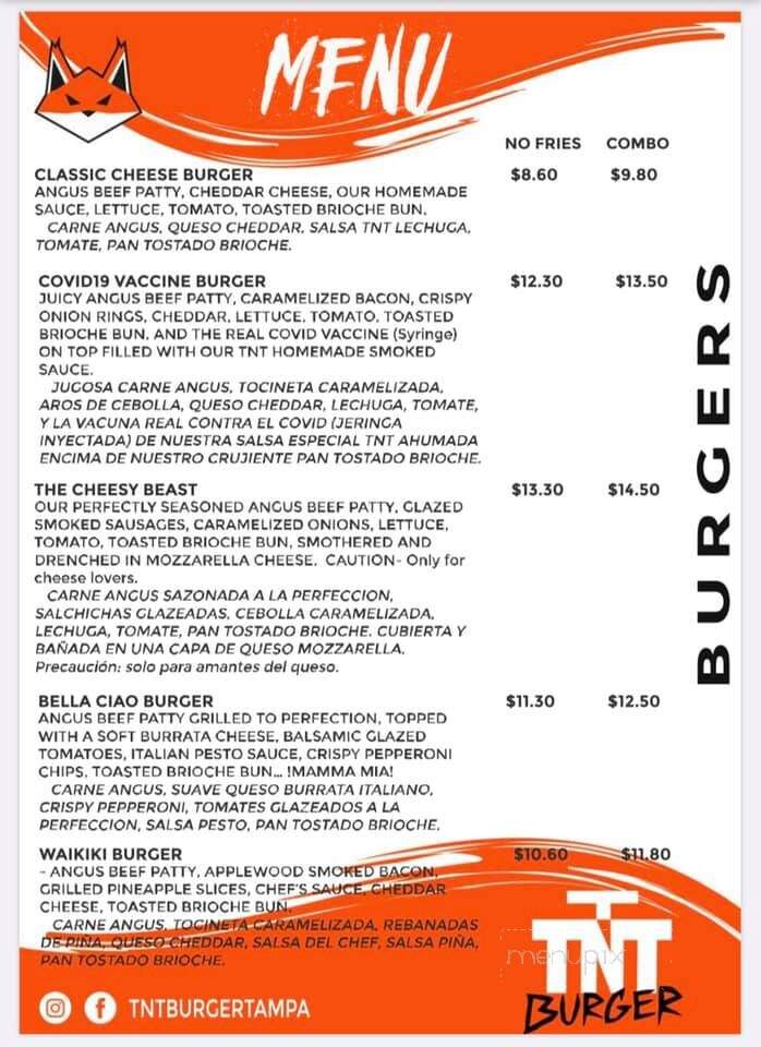 TNT Burger - Tampa, FL menu_pic