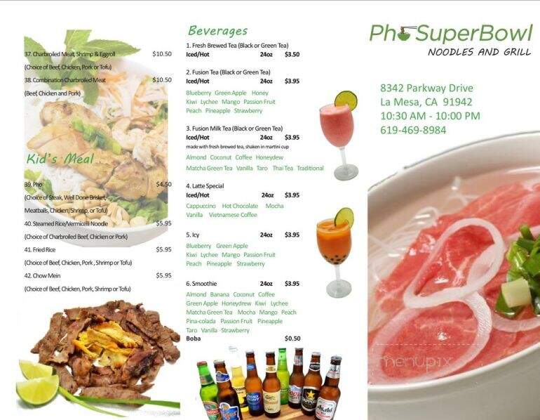 Pho Superbowl - La Mesa, CA menu_pic