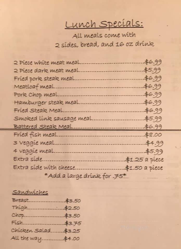 Lillie's Cafe - Douglas, GA menu_pic
