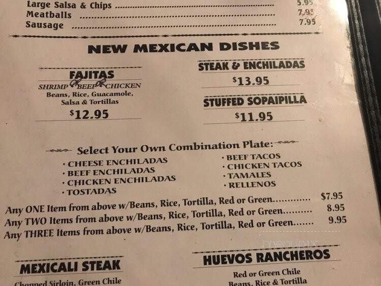 Panz Alegra Restaurant - Gallup, NM menu_pic