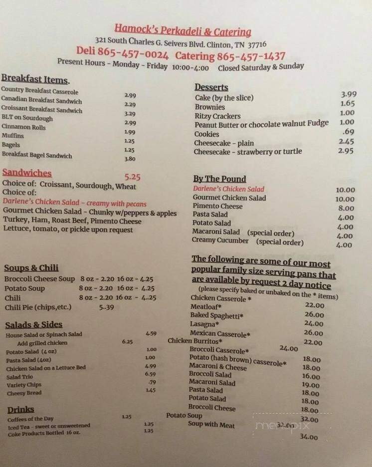 Hamock's Perkadeli - Clinton, TN menu_pic