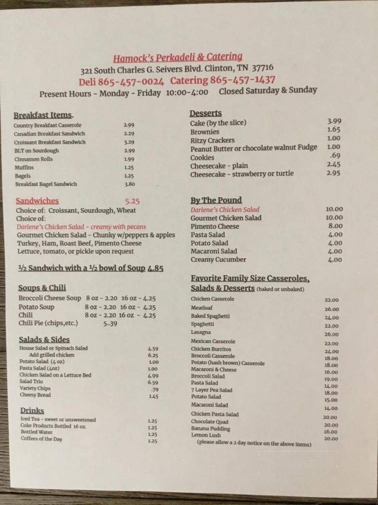Hamock's Perkadeli - Clinton, TN menu_pic