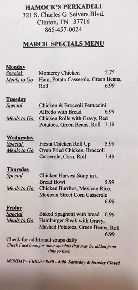 Hamock's Perkadeli - Clinton, TN menu_pic