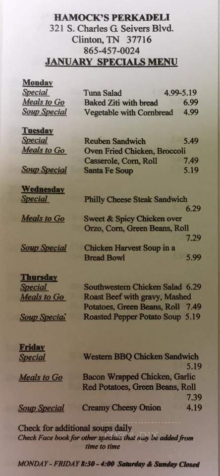 Hamock's Perkadeli - Clinton, TN menu_pic