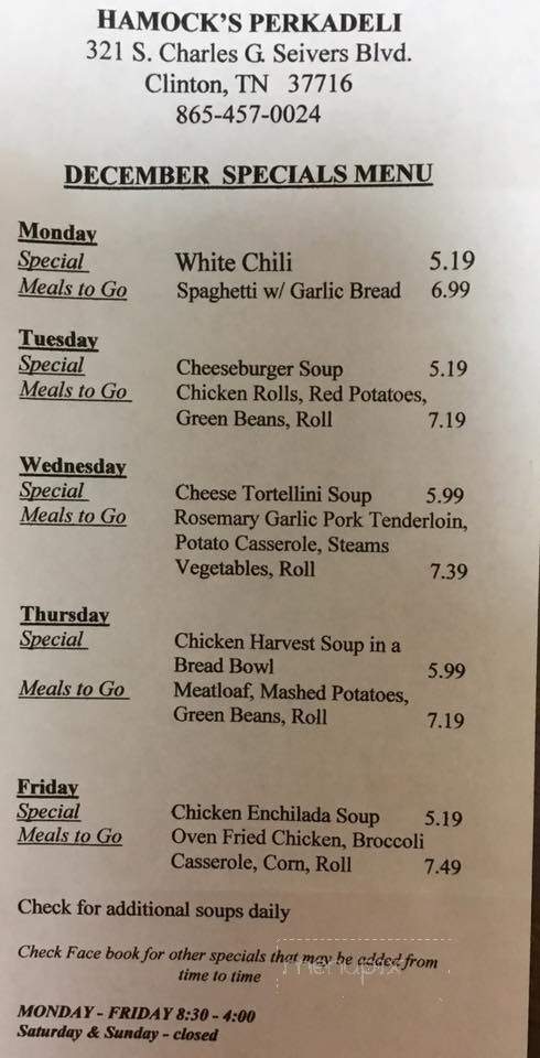 Hamock's Perkadeli - Clinton, TN menu_pic