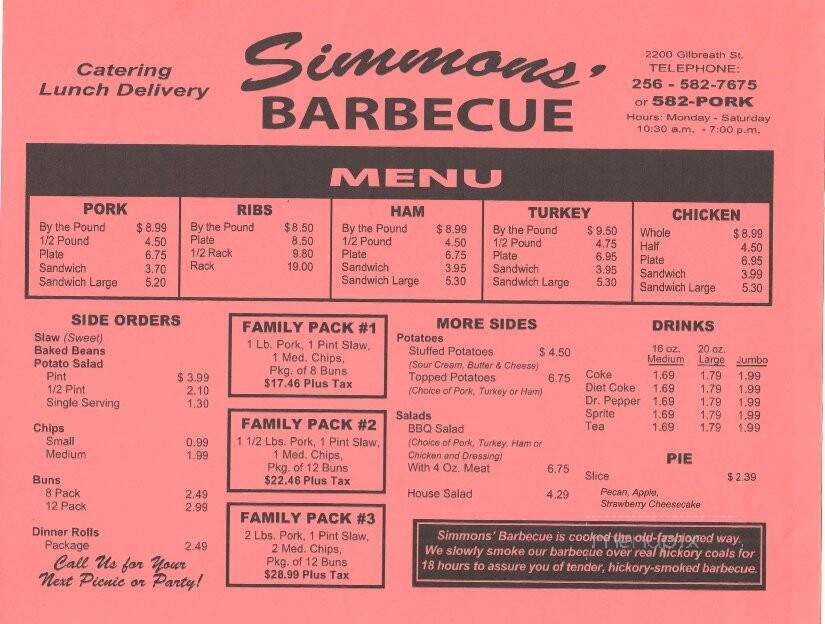 Simmons Bar-Be-Cue - Guntersville, AL menu_pic