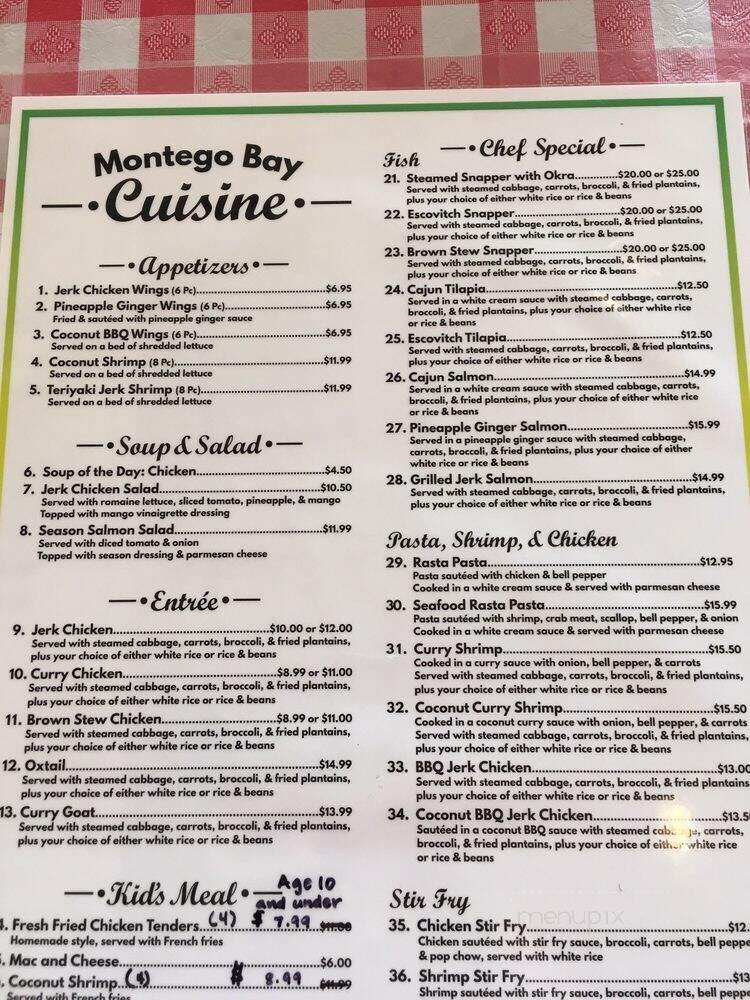 Montego Bay Cuisine - East York, PA menu_pic