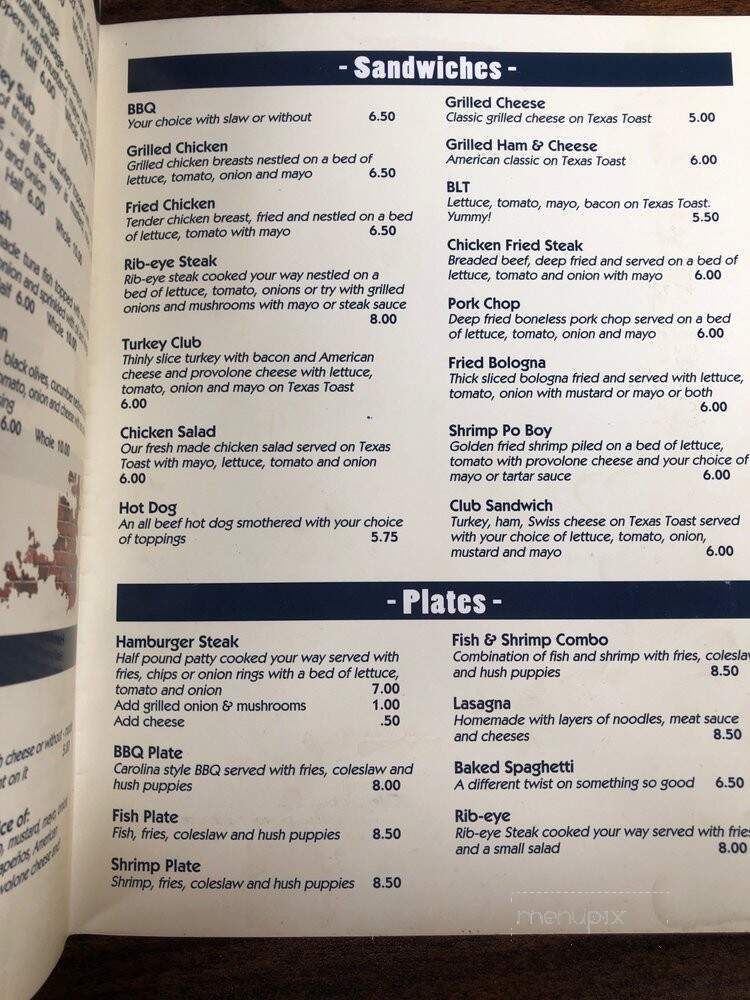 Dave's Place - Aberdeen, NC menu_pic