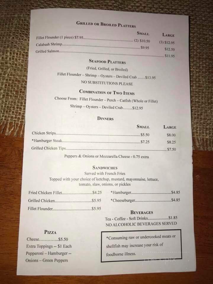 J B's Seafood - Marshville, NC menu_pic