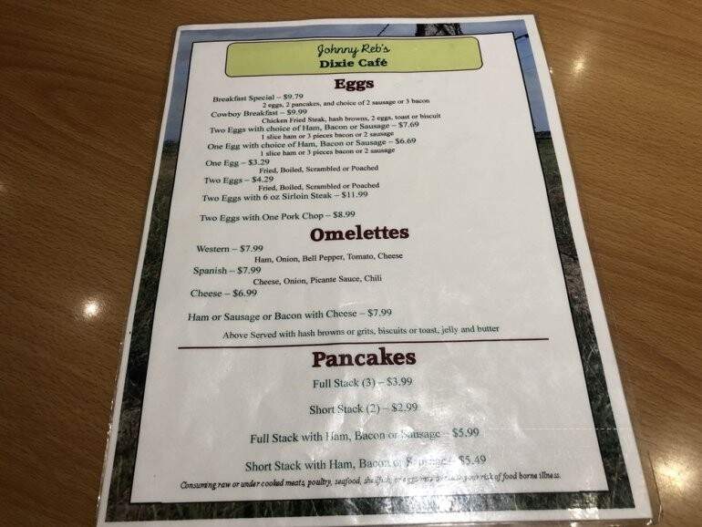 Johnny Reb's Dixie Cafe - Hearne, TX menu_pic