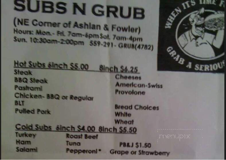 Subs N Grub - Clovis, CA menu_pic