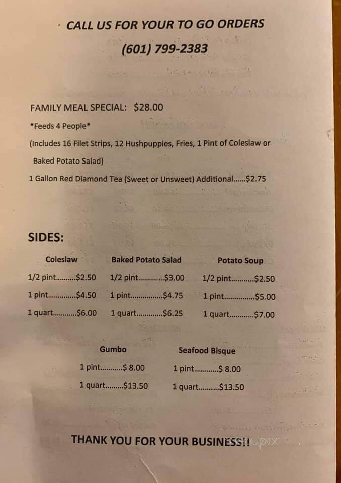 Seals' Catfish Cabin - Picayune, MS menu_pic