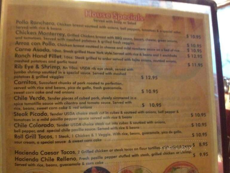 Original Hacienda Grill - Taft, CA menu_pic