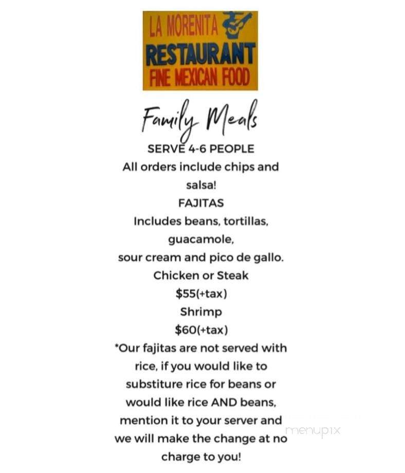 La Morenita Restaurant - Turlock, CA menu_pic