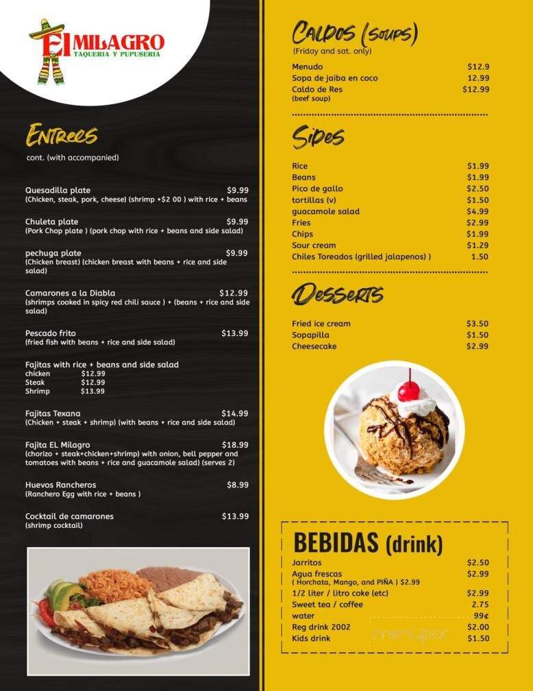 El Milagro Taqueria Y Pupuseria - Mobile, AL menu_pic