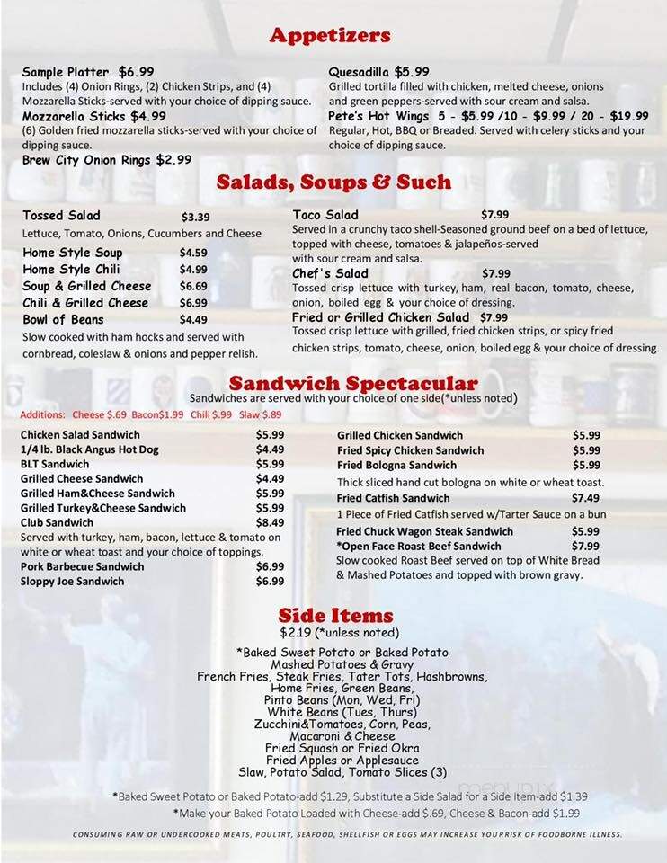 Uncle Pete's Truck Stop - Lebanon, TN menu_pic