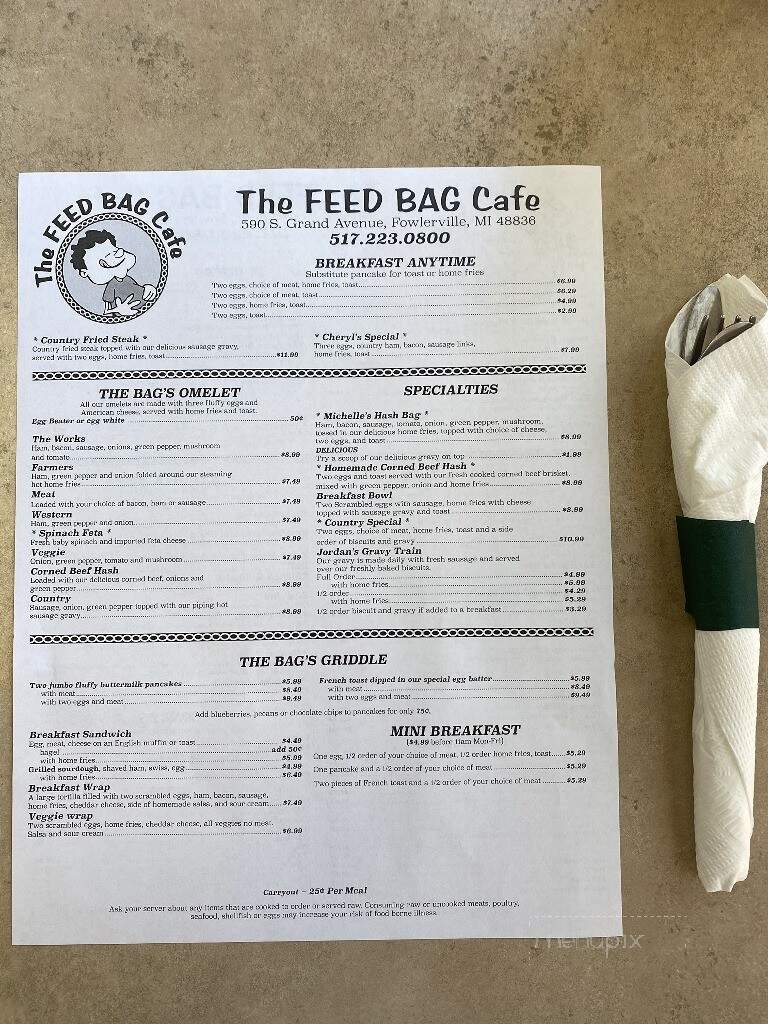 Feed Bag Cafe - Fowlerville, MI menu_pic