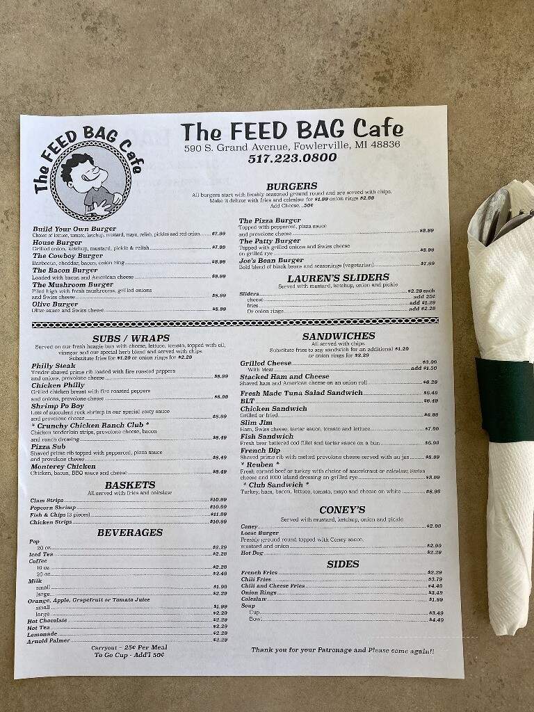 Feed Bag Cafe - Fowlerville, MI menu_pic
