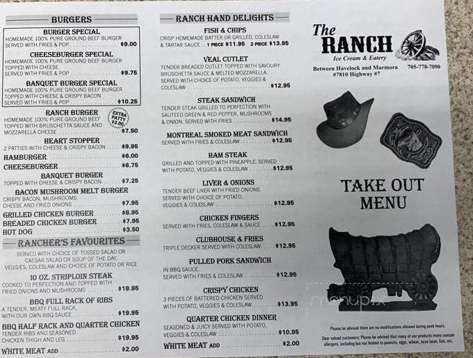 The Ranch - Havelock, ON menu_pic