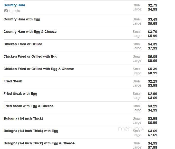 Tarheel Bar-B-Q - Eure, NC menu_pic