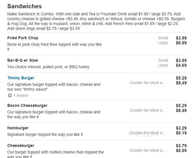 Tarheel Bar-B-Q - Eure, NC menu_pic