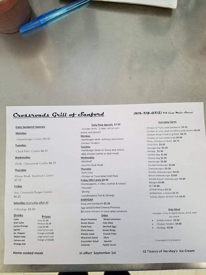 Crossroads Grill Of Sanford - Sanford, NC menu_pic