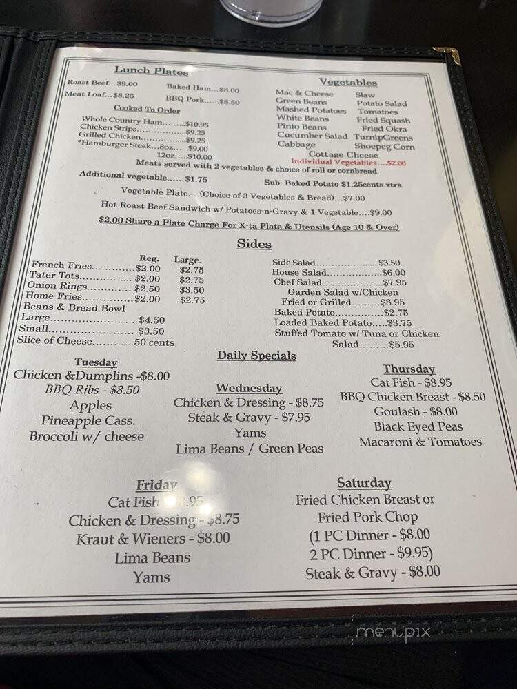 Larry's Restaurant - Springfield, TN menu_pic