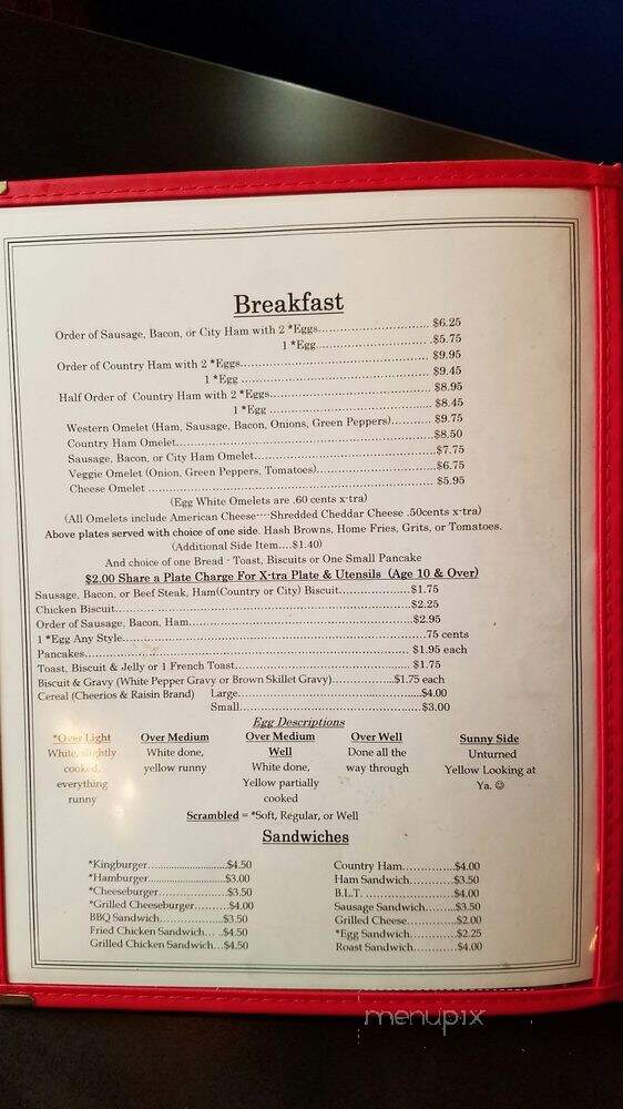Larry's Restaurant - Springfield, TN menu_pic