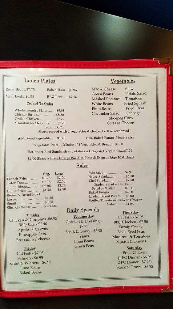 Larry's Restaurant - Springfield, TN menu_pic