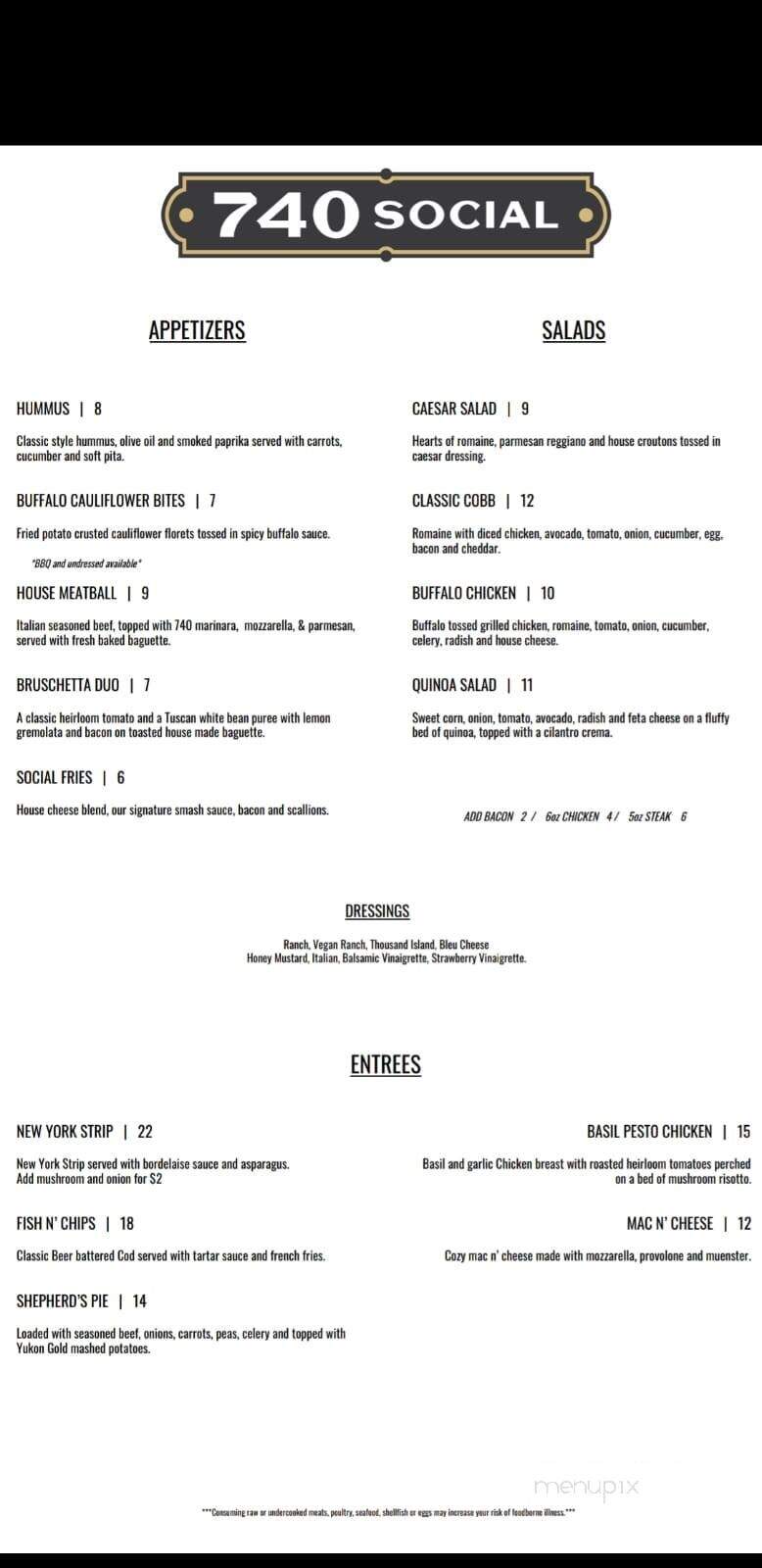 740 Social - Marietta, OH menu_pic
