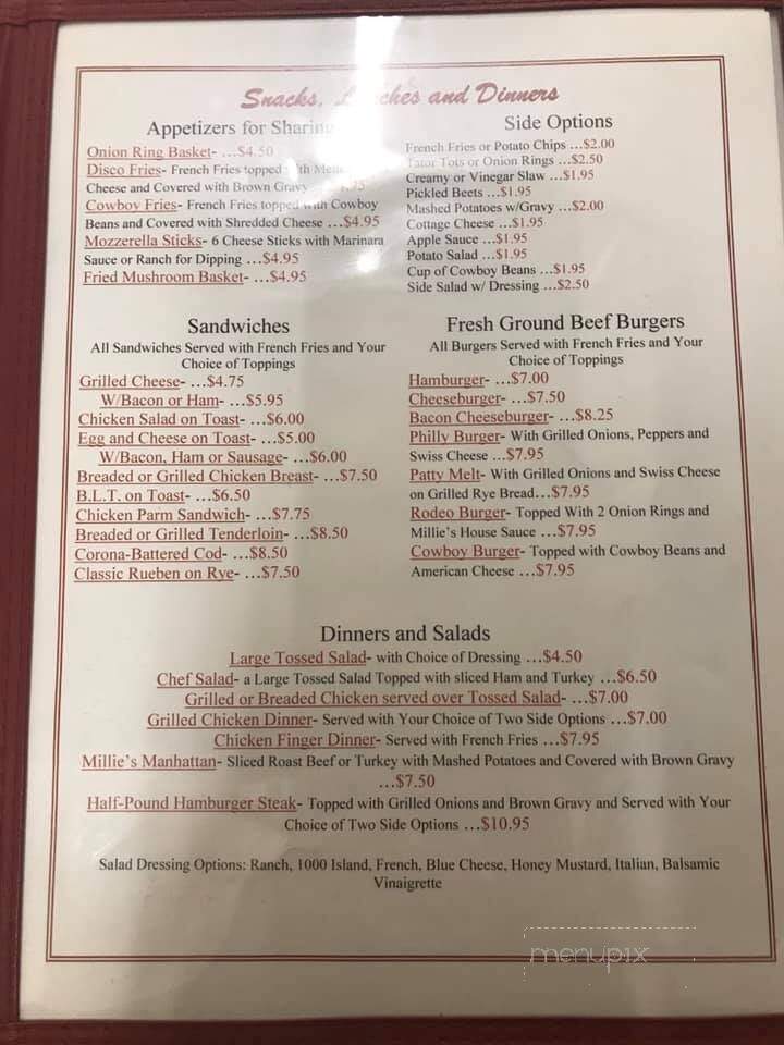 Millie McGee's Gosport Diner - Gosport, IN menu_pic