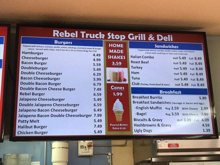 Rebel Truck Stop - Kalama, WA menu_pic