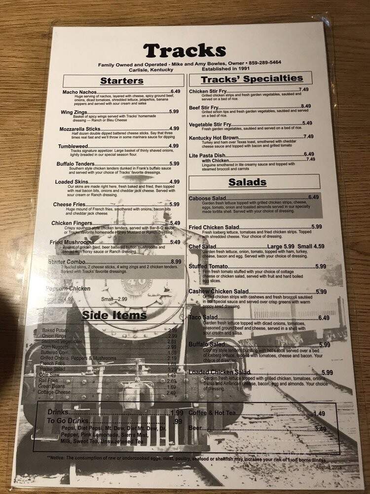Track's - Carlisle, KY menu_pic