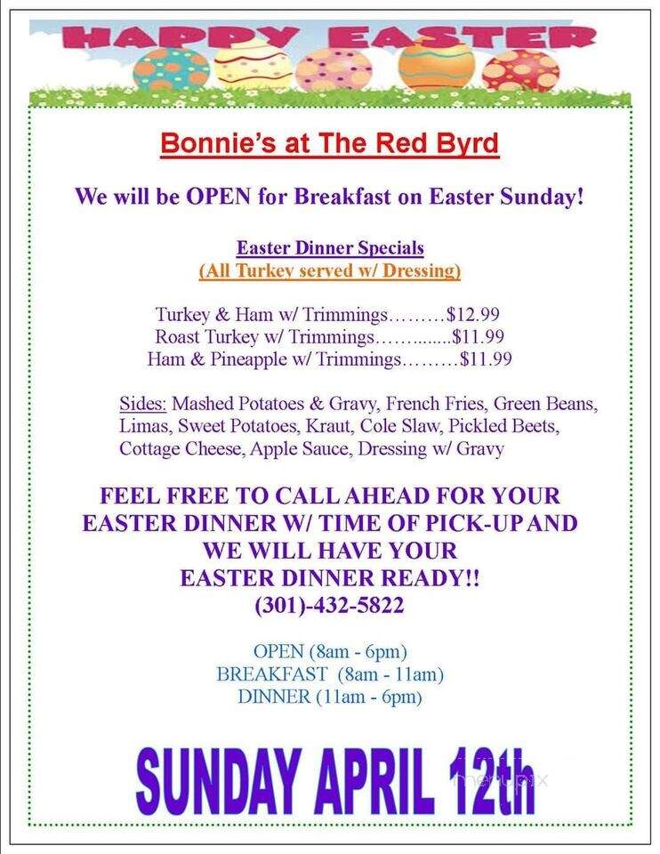 Red Byrd Restaurant - Keedysville, MD menu_pic