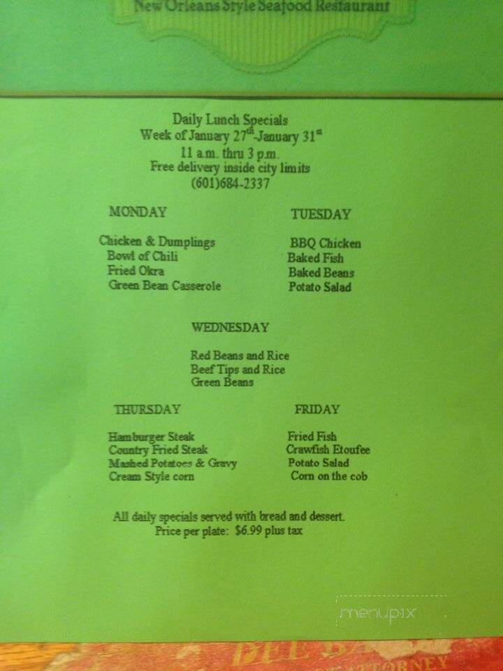 Cafe Dupre's Seafood Restaurant - Mccomb, MS menu_pic