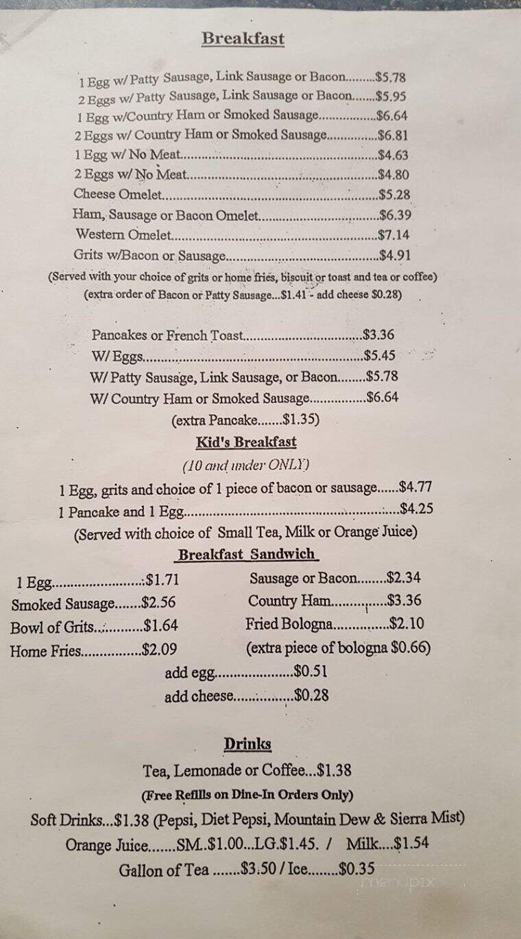 Mama's Kitchen - Rockingham, NC menu_pic