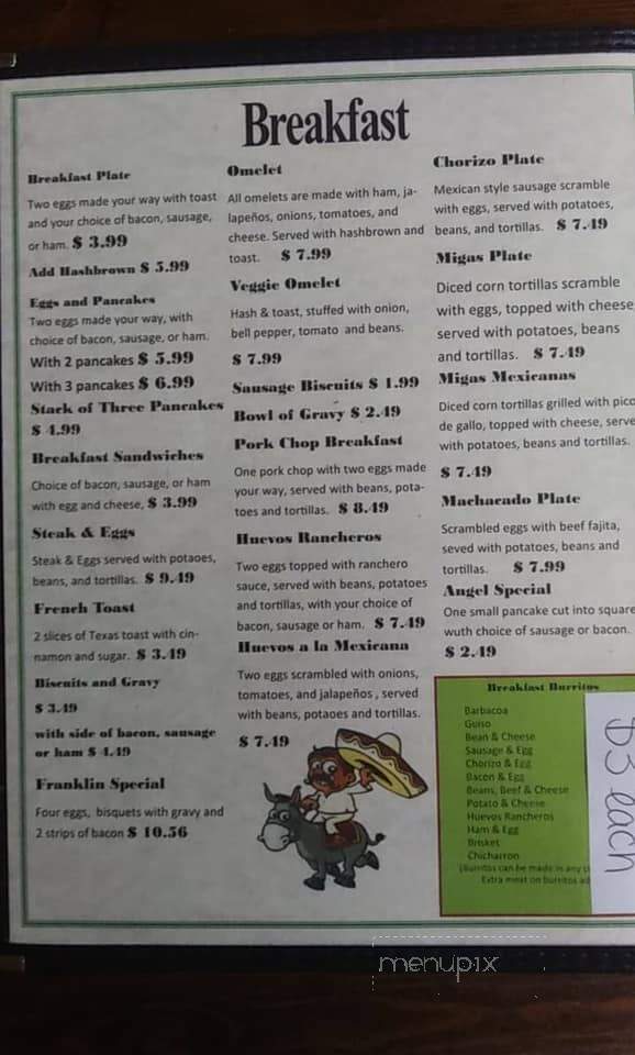 Rangel's Family Restaurant - Winters, TX menu_pic